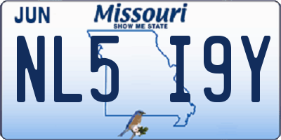 MO license plate NL5I9Y