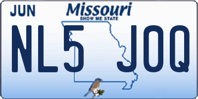 MO license plate NL5J0Q