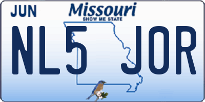 MO license plate NL5J0R