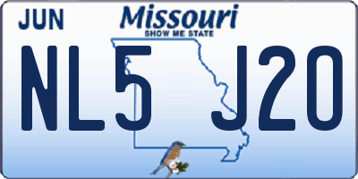 MO license plate NL5J2O