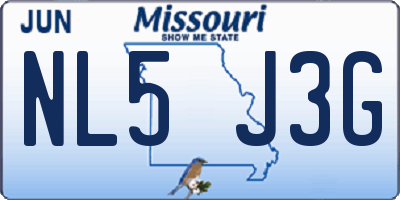 MO license plate NL5J3G