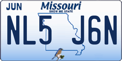 MO license plate NL5J6N