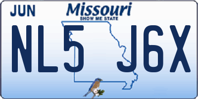 MO license plate NL5J6X