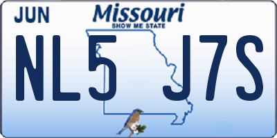 MO license plate NL5J7S