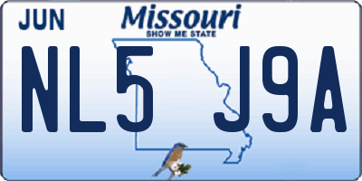 MO license plate NL5J9A
