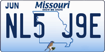 MO license plate NL5J9E