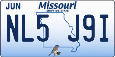 MO license plate NL5J9I