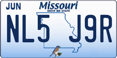 MO license plate NL5J9R