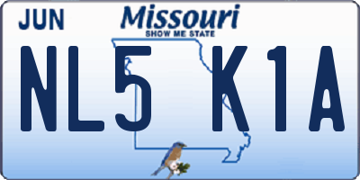 MO license plate NL5K1A
