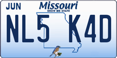 MO license plate NL5K4D