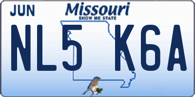 MO license plate NL5K6A
