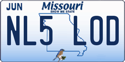 MO license plate NL5L0D