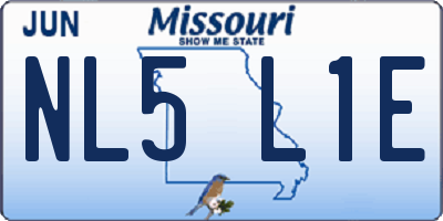MO license plate NL5L1E