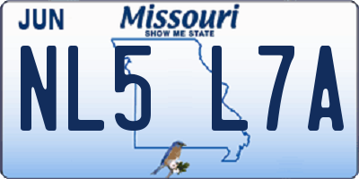 MO license plate NL5L7A