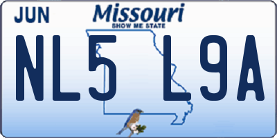 MO license plate NL5L9A