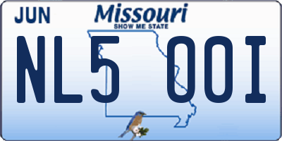 MO license plate NL5O0I