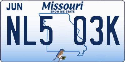 MO license plate NL5O3K