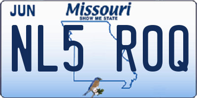 MO license plate NL5R0Q