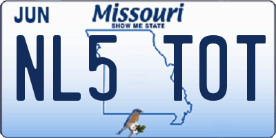 MO license plate NL5T0T