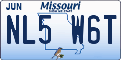 MO license plate NL5W6T