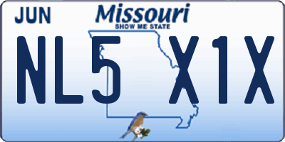 MO license plate NL5X1X