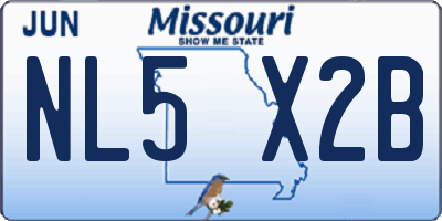 MO license plate NL5X2B