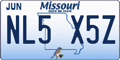 MO license plate NL5X5Z