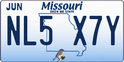MO license plate NL5X7Y