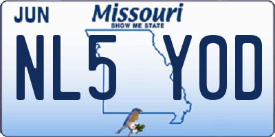 MO license plate NL5Y0D