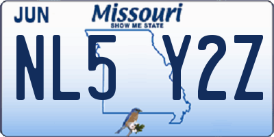 MO license plate NL5Y2Z