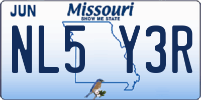 MO license plate NL5Y3R