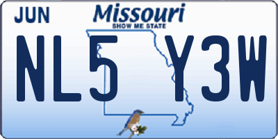MO license plate NL5Y3W