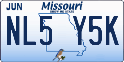 MO license plate NL5Y5K