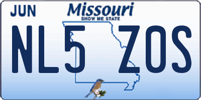 MO license plate NL5Z0S