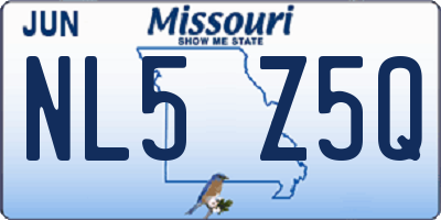 MO license plate NL5Z5Q