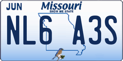 MO license plate NL6A3S