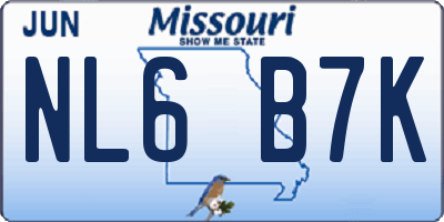 MO license plate NL6B7K