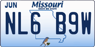 MO license plate NL6B9W