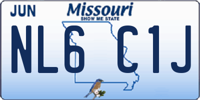 MO license plate NL6C1J