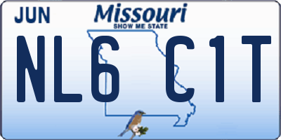 MO license plate NL6C1T