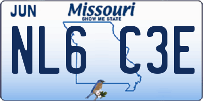 MO license plate NL6C3E