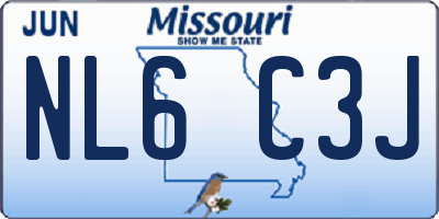 MO license plate NL6C3J