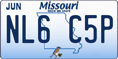 MO license plate NL6C5P