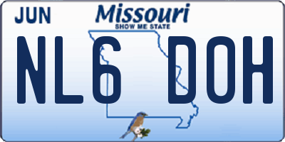 MO license plate NL6D0H