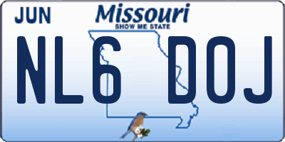 MO license plate NL6D0J