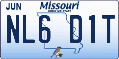 MO license plate NL6D1T