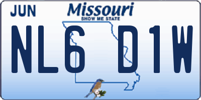 MO license plate NL6D1W