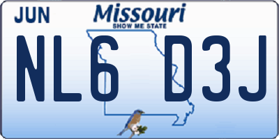 MO license plate NL6D3J