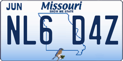 MO license plate NL6D4Z