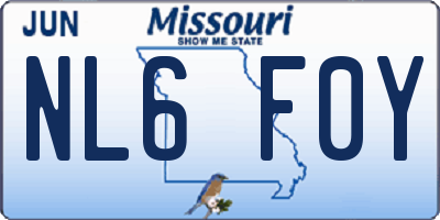 MO license plate NL6F0Y